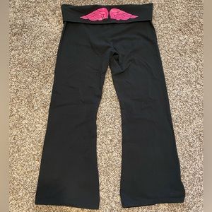 Victoria’s Secret Short Yoga Pants, black with pink angel wings